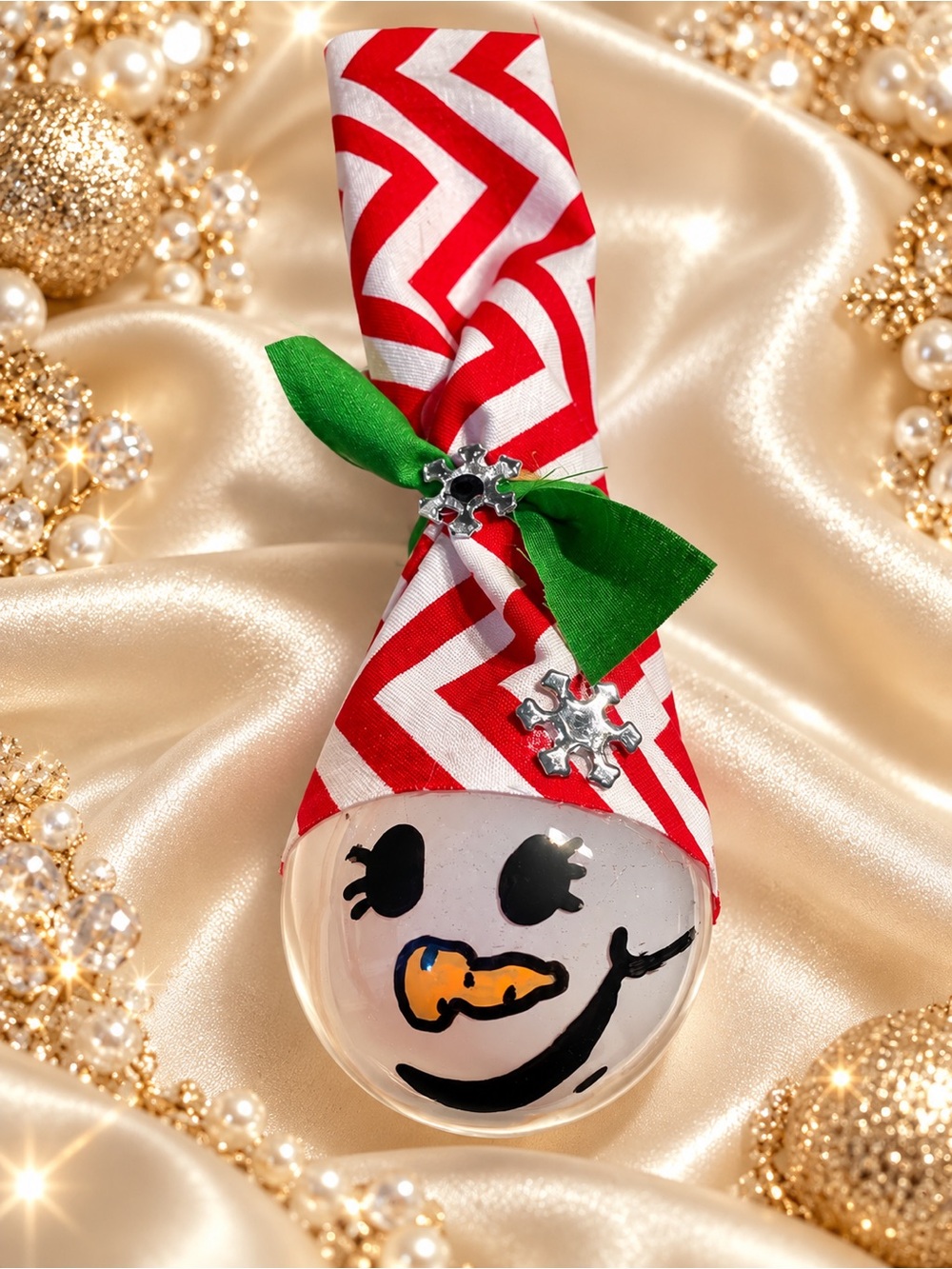 Handmade Snowman Bulb Ornament